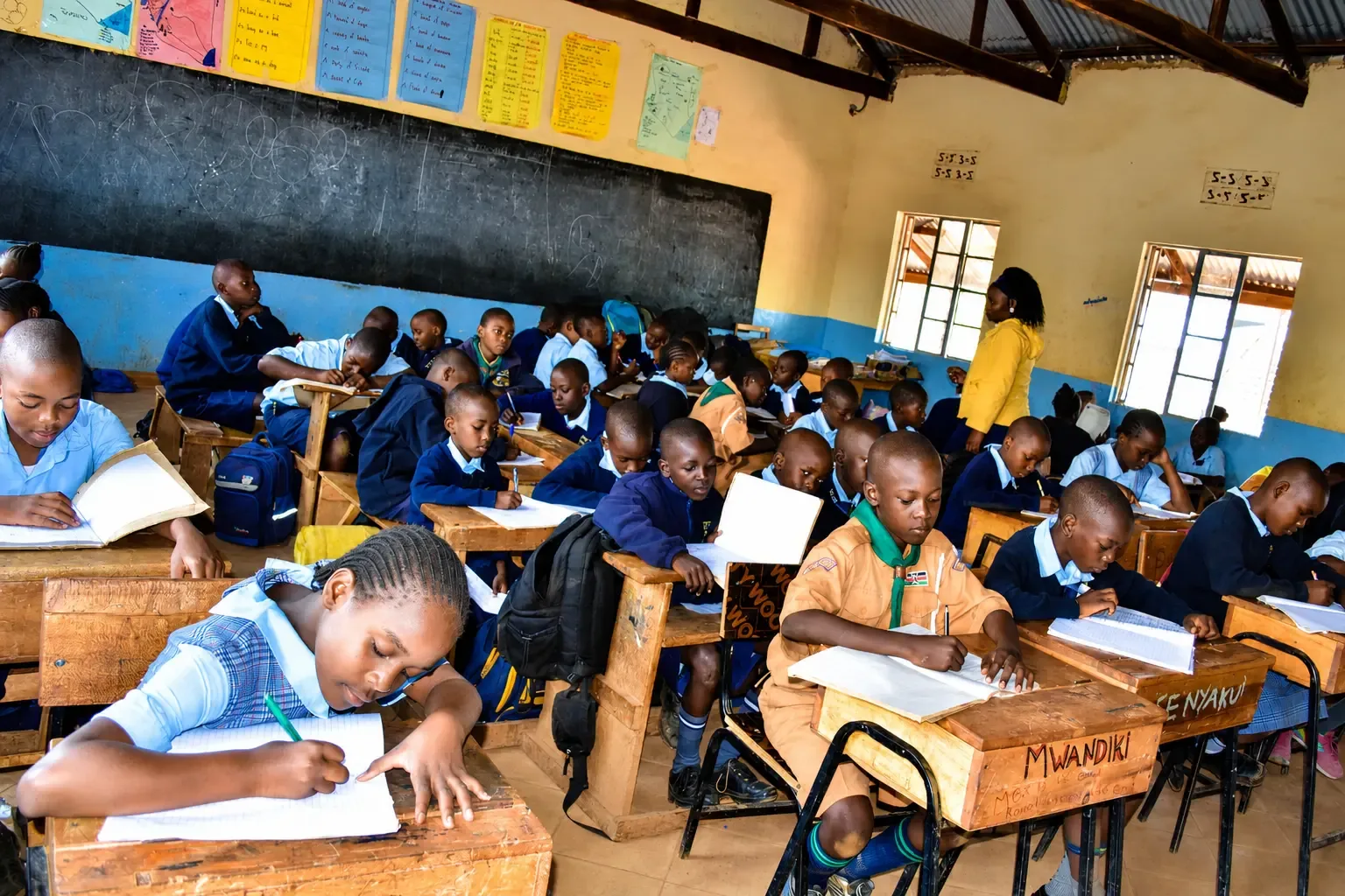 A junior school class in session