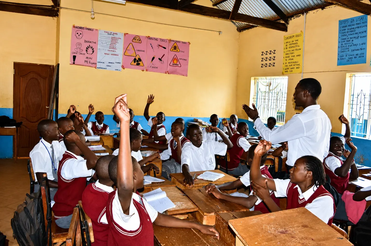 Learners actively participating in class