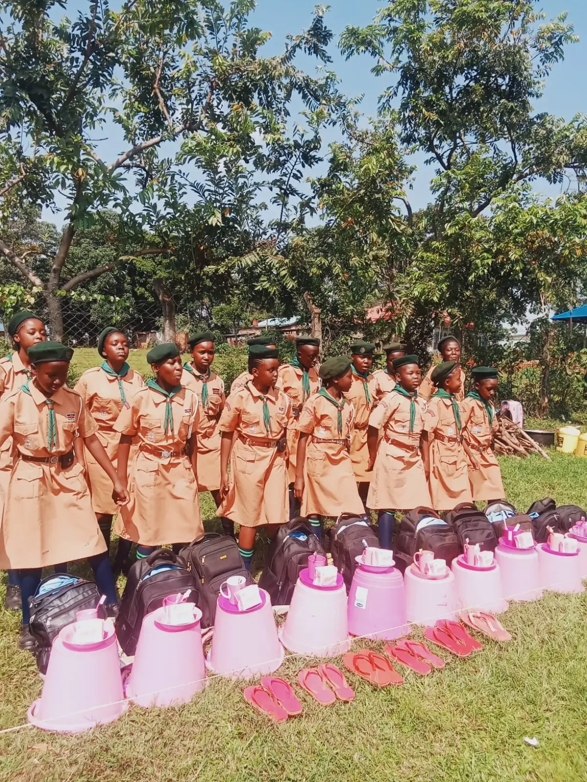 Scouts with their camping equipment