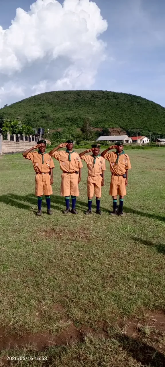 Scouts standing at salute