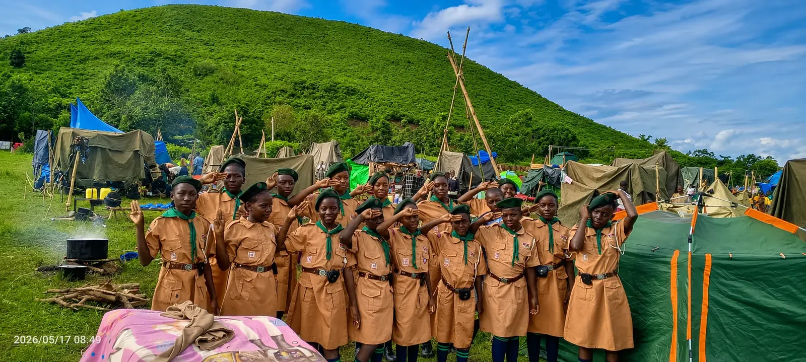 Girl scouts at a scouting camp